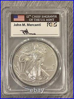 2014W- Burnished American Silver Eagle- PCGS- SP70- John Mercanti