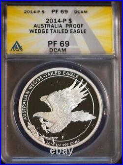 2014 $1 Silver Australia Wedge Tailed Eagle PF69DCAM New ANACS # 7472162 + Bonus