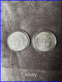 2014 American Eagle Silver Dollars X 2 Silver Ingot Box Plastic Cases