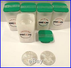 2014 American Silver Eagles 1 oz, 5 Rolls, 100 Coins in 5 Mint Tubes