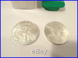 2014 American Silver Eagles 1 oz, 5 Rolls, 100 Coins in 5 Mint Tubes