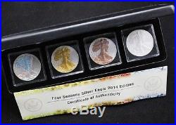 2014 USA AMERICAN EAGLE WALKING LIBERTY SET 4x1 Dollar Silver Four Seasons