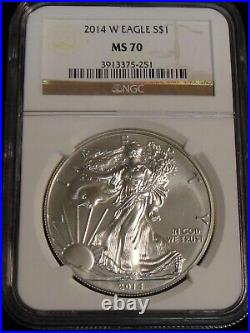 2014-W $1 Burnished American Silver Eagle NGC MS70 Regular Brown Label