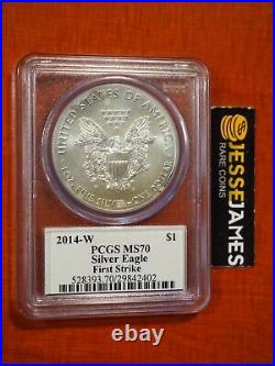 2014 W Burnished Silver Eagle Pcgs Ms70 First Strike John Mercanti Signed Label