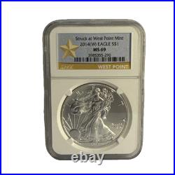 2014(W) Eagle S$1 MS69 NGC 1oz 0.999 Silver Struck at West Point Mint