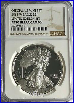 2014 W Ngc Pf70 Ultra Cameo Proof Silver American Eagle Limited Edition Set