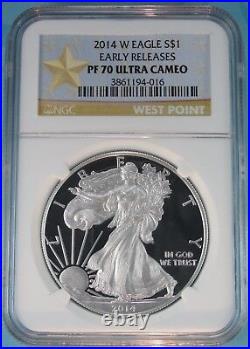 2014-w Proof Silver Eagle Ngc Pf70 Ultra Cameo Early Releases Special Star Label