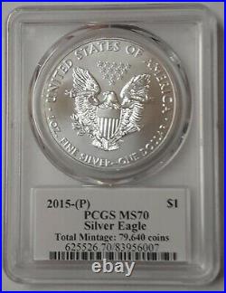 2015-(P) $1 Silver Eagle PCGS MS70 Mercanti Signed