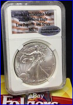 2015 (P) American Silver Eagle I. G. C. S. 7 0 Struck at Philly Mintage 79,640