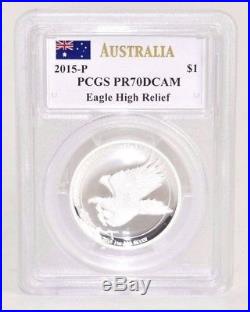 2015-P Australia Wedge Tailed Eagle High Relief Silver $1 PCGS PR70 DC Mercanti