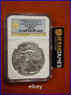 2015 W Burnished Silver Eagle Ngc Ms70 First Release From Annual Dollar Coin Set