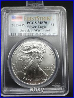 2015-W US American Silver Eagle. 999 Fine Silver First Strike PCGS MS70 2015-W US American Silver Eagle. 999 Fine Silver First Strike PCGS MS70