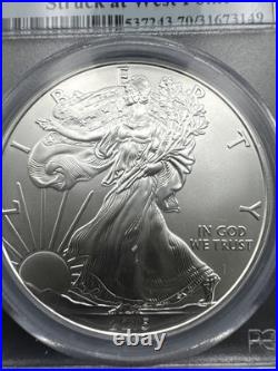 2015-W US American Silver Eagle. 999 Fine Silver First Strike PCGS MS70 2015-W US American Silver Eagle. 999 Fine Silver First Strike PCGS MS70