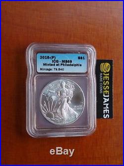 2015 (p) Silver Eagle Icg Ms69'struck At Philadelphia Mint' Mintage 79,640 Key