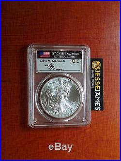 2015 (p) Silver Eagle Pcgs Ms69 Flag Mercanti Struck At Philadelphia Mint 79,640