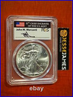 2015 (p) Silver Eagle Pcgs Ms69 Struck At Philadelphia Mint John Mercanti Signed