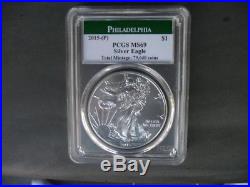 2015 (p) silver American eagle PCGS MS 69 Green label