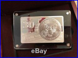2016 30th Anniversary 3oz Pure Silver Coin and Bar Set/American Silver Eagle