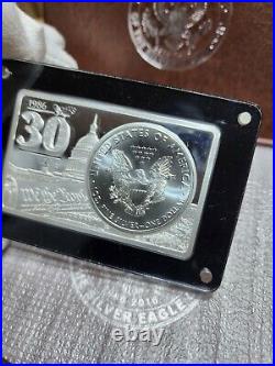 2016 30th Anniversary of the Silver EAGLE 3oz 999 Coin & Bar