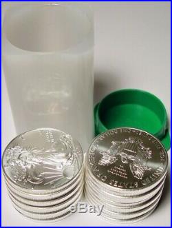 2016 AMERICAN SILVER EAGLE ROLL, 20 Coins, Gem BU, From Monster Box. FREE SHIP