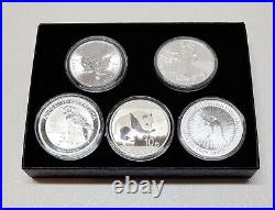 2016 National Treasures 5 PC Set World Silver 1 oz Coins Eagle Panda Kangaroo