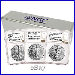 2016 (P) (W) (S) 3pc. Set $1 American Silver Eagle NGC MS70 Brown Label