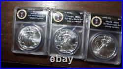 2016 SILVER EAGLE, P, S, W, ANACS MS69 Presidential Label Subset CLEARANCE
