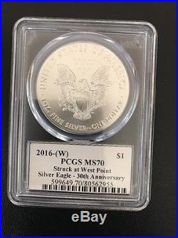 2016 Silver Eagle 4 Coin Set 30th AnnIv PCGS 70 MS/PR/SP John Mercanti Signed