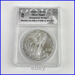 2016 Silver Eagle Inaugural Strike ANACS MS70 Graded Coin