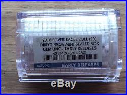 2016 Silver Eagle Roll (20) NGC, Early Release-GEM UNC, Sealed