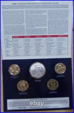 2016 United States US Mint Annual Uncirculated Dollar Coin Set 99% Silver Eagle