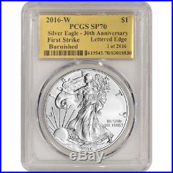2016-W American Silver Eagle Burnished PCGS SP70 First Strike Gold Foil Label