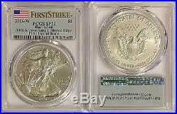 2016 W Burnished Silver American Eagle Pcgs Sp70 Flag Fdi First Day Of Issue