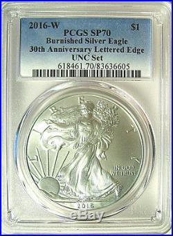 2016 W Burnished Silver Eagle ANNUAL DOLLAR UNC SET $1 PCGS SP 70 $AVE NOW