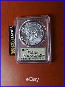 2016 W Burnished Silver Eagle Pcgs Sp70 Flag Thomas Cleveland First Day Issue