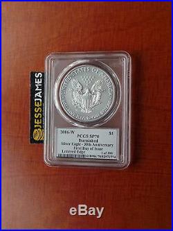 2016 W Burnished Silver Eagle Pcgs Sp70 Moy Signed First Day Of Issue 1 Of 300