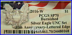 2016-W Burnished Silver Eagle UNC Annual Dollar Set PCGS SP70 HOT! With OGP