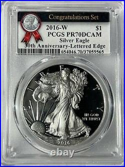 2016-W CONGRATULATIONS SET Silver Eagle Lettered Edge PCGS PR70DCAM PR70