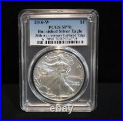 2016-W PCGS SP70 Burnished Silver Eagle 30th Anni Lettered Edge