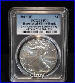 2016-W PCGS SP70 Burnished Silver Eagle 30th Anni Lettered Edge