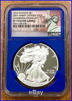 2016 W PROOF Silver Eagle from CONGRATULATIONS SET $1 NGC PF70 blue core hldr