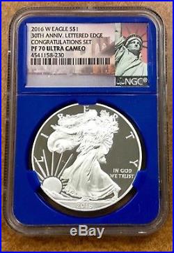 2016 W PROOF Silver Eagle from CONGRATULATIONS SET $1 NGC PF70 blue core hldr