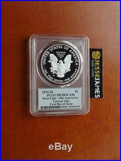 2016 W Proof Silver Eagle Pcgs Pr70 Dcam Cleveland Torch First Day Issue Pop 20