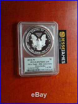 2016 W Proof Silver Eagle Pcgs Pr70 Dcam Flag Mercanti First Strike 1 Of 250