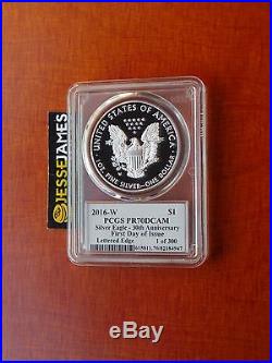 2016 W Proof Silver Eagle Pcgs Pr70 Dcam Moy Signed First Day Of Issue 1 Of 300