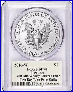 2016-W SILVER EAGLE SP70 FIRST DAY OF ISSUE THOMAS S CLEVELAND SIGNED 30th Ann