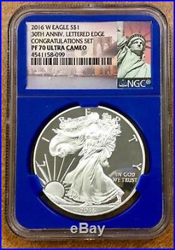 2016-W Silver Eagle from Congratulations Set NGC PF70, 30th Ann, Letttered Edge