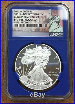2016-W Silver Eagle from Congratulations Set NGC PF70, 30th Ann, Letttered Edge