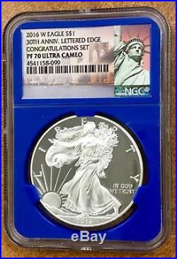 2016-W Silver Eagle from Congratulations Set NGC PF70, 30th Ann, Letttered Edge