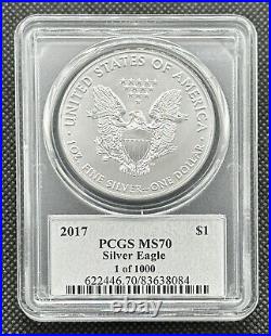 2017 $1 American 1oz 999 Fine Silver Eagle 1 of 1,000 Special Issue PCGS MS70